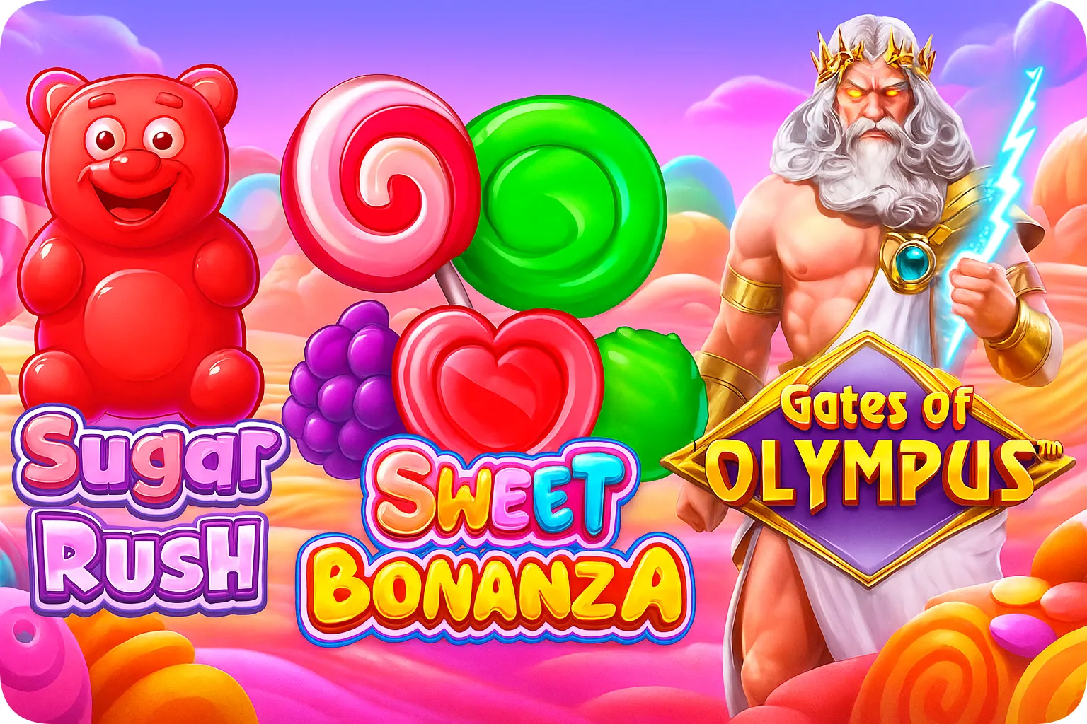 Sugar Rush, Sweet Bonanza, Gates of Olympus